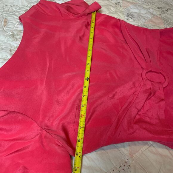 maggy london vintage y2k belted short sleeve hot pink dress 100% silk size 10 - Picture 3 of 6